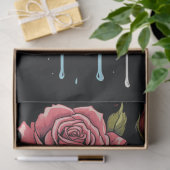 スカルと滴下バラ2 Dedecopage紙 薄葉紙 (ギフト)