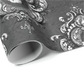 スカルと灰色ゴシック ラッピングペーパー (ロールコーナー)