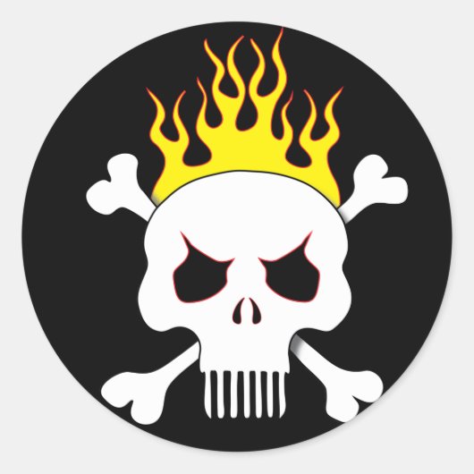 スカルと炎のシール ラウンドシール (正面)