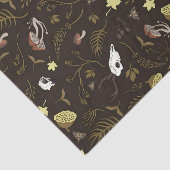 スカルと真菌のダークブラウン/リディッシュ背景 薄葉紙 (詳細)