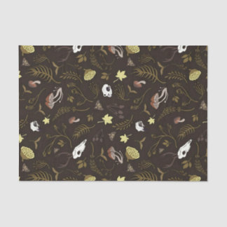 スカルと真菌のダークブラウン/リディッシュ背景 薄葉紙