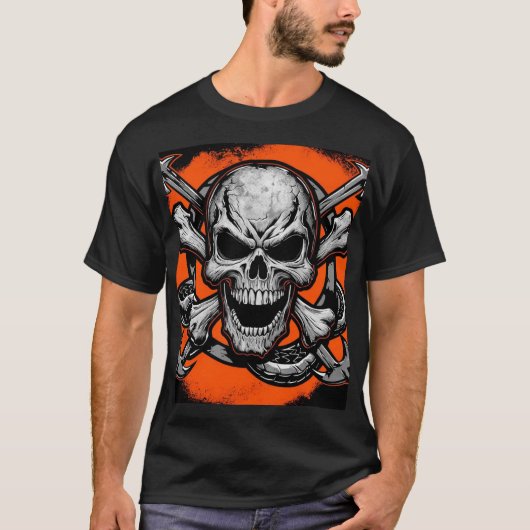 スカルと石骨:ロックと反転が乱 Tシャツ (正面)
