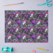 スカルと紫のバラのライトパープルデクページ 薄葉紙 (クラフト)