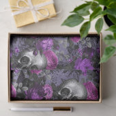 スカルと紫のバラのライトパープルデクページ 薄葉紙 (ギフト)