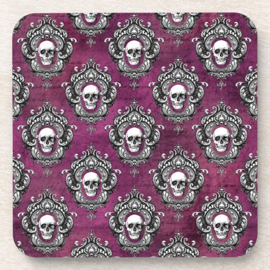 スカルと紫ゴシック コースター (正面)