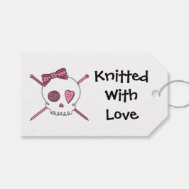 スカルと編み物針（ヘアボウ） ギフトタグ