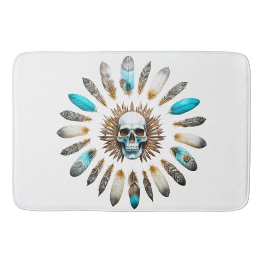 スカルと羽01 バスマット (正面)