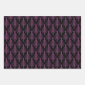 スカルと背骨のボーンパープルラッピング紙シート ラッピングペーパーシート (正面)