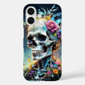 スカルと花が覆う Case-Mate iPhoneケース (裏面)
