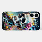 スカルと花が覆う Case-Mate iPhoneケース (裏面 (横))
