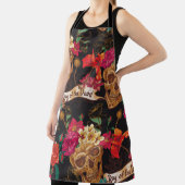 スカルと花の日の死んだシームレスなバックグロ エプロン (インサイチュ)