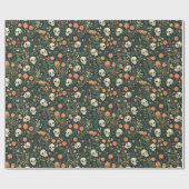 スカルと花グリーンハロウィーン ラッピングペーパー (フラット)
