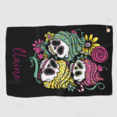 スカルと花ゴルフヘッドカバー ゴルフタオル (横)