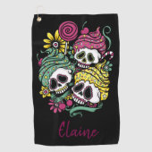 スカルと花ゴルフヘッドカバー ゴルフタオル (正面)