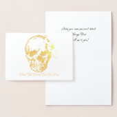 スカルと花ゴールデンフォイル結婚式招待状 箔カード (ディスプレー)