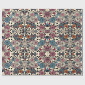 スカルと花ハロウィーン ラッピングペーパー (フラット)