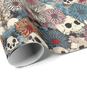 スカルと花ハロウィーン ラッピングペーパー (ロールコーナー)