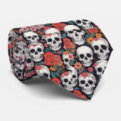 スカルと花 ネクタイ (ロール)