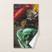 スカルと花 バスタオルセット (ハンドタオル)