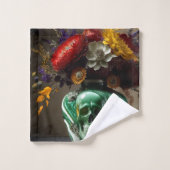 スカルと花 バスタオルセット (ウォッシュタオル)