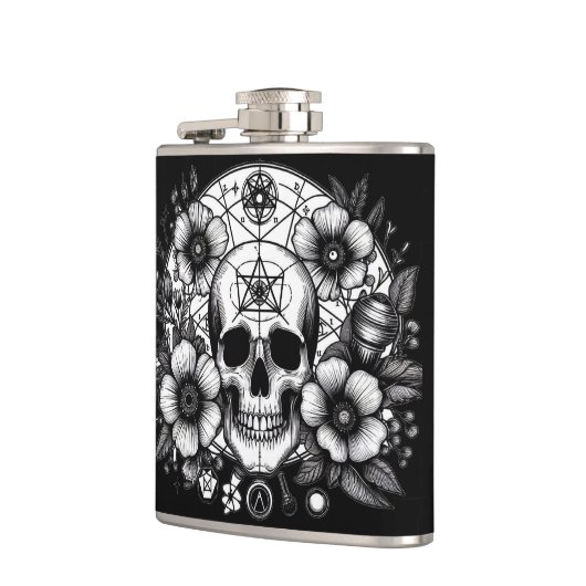 スカルと花 フラスク (左)