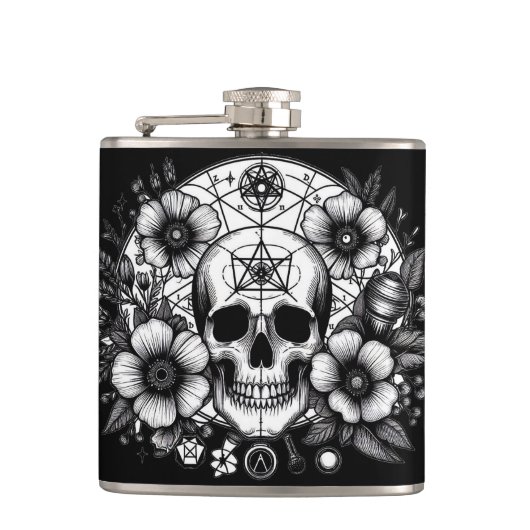 スカルと花 フラスク (正面)