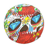 スカルと花 野球ボール (裏面)