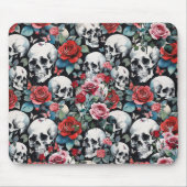 スカルと蝶と赤のバラ マウスパッド (正面)