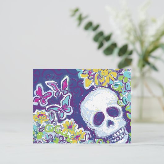スカルと蝶 ポストカード (スタンド正面)
