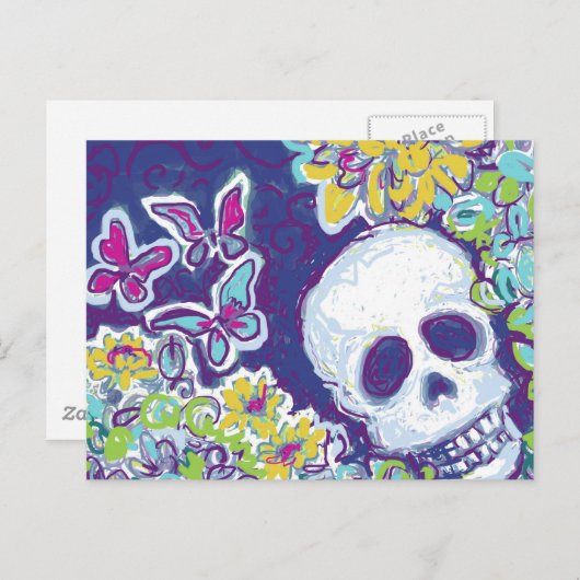 スカルと蝶 ポストカード (正面/裏面)