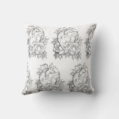 スカルと解剖学的ハート枕リバーシブル クッション (裏面)