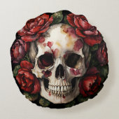 スカルと赤いバラ ラウンドクッション (裏面)