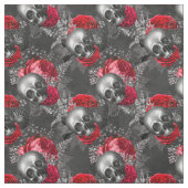 スカルと赤い花オングレー ファブリック (見本)