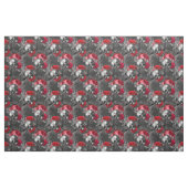 スカルと赤い花オングレー ファブリック (ファットクウォーター)