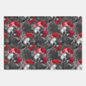 スカルと赤い花オングレー ラッピングペーパーシート (正面)