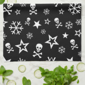 スカルと雪片タオル キッチンタオル (折り畳み)