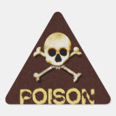 スカルと骨の毒ハロウィン警告のラベル 三角形シール (正面)