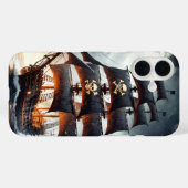 スカルと骨の海賊帆船 Case-Mate iPhoneケース (裏面 (横))