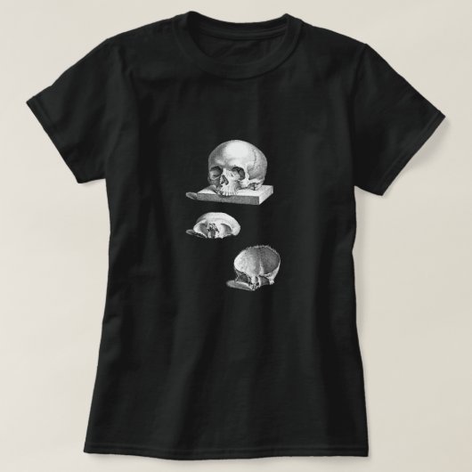 スカルと骨の解剖学スケッチ Tシャツ (デザイン正面)