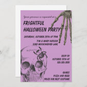 スカルと骸骨の手のハロウィーン 招待状 (正面/裏面)