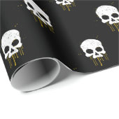 スカルと黄色のドリップラッピング紙 ラッピングペーパー (ロールコーナー)
