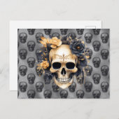 スカルと黒と金ゴールドバラシルバーハロウィーン シーズンポストカード (正面/裏面)