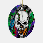 スカルと（昆虫）オオカバマダラ、モナークバタフライクリスマスまたはハロウィーン セラミックオーナメント (右)