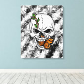 スカルと（昆虫）オオカバマダラ、モナークバタフライデジタルアート キャンバスプリント (インサイチュ (ウッドフロア))