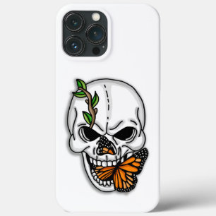 スカルと（昆虫）オオカバマダラ、モナーク iPhone 13 PRO MAXケース