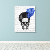 スカルとBlue Hat キャンバスプリント (インサイチュ (ウッドフロア))