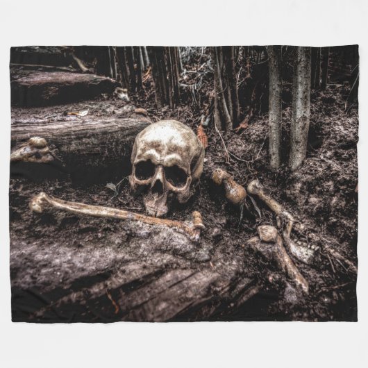 スカルとBONES フリースブランケット (正面(横))