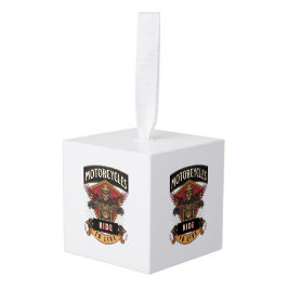 スカルに乗るバイク、ライブに乗る キューブオーナメント