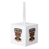 スカルに乗るバイク、ライブに乗る キューブオーナメント (裏面アングル)