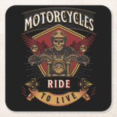 スカルに乗るバイク、ライブに乗る スクエアペーパーコースター (正面)